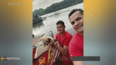 itemBombeiros resgatam cadela no Rio Paranaíba em Itumbiara