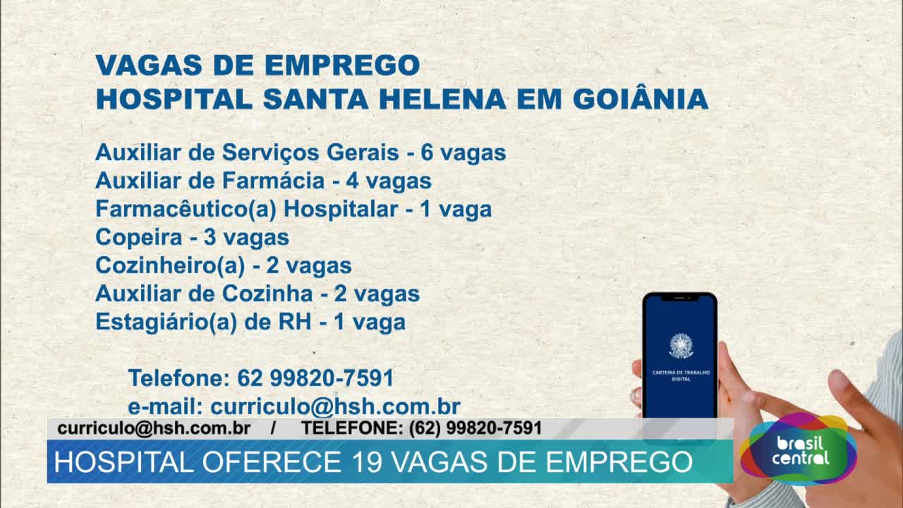 Hospital oferece 19 vagas de Emprego