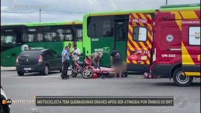 itemAcidente entre moto e ônibus do BRT em Goiânia