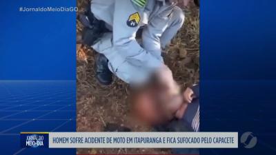 itemMotociclista sofre acidente em Itapuranga e fica sufocado pelo capacete