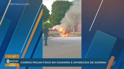 itemCarros pegam fogo em Goianira e Aparecida de Goiânia