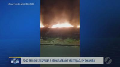 Fogo em lixo se espalha e atinge área de vegetação em Goianira