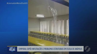 itemChuva invade escola e vira cascata em Anápolis