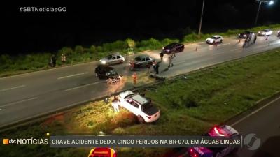 itemGrave acidente deixa cinco pessoas feridas na BR-070 em Águas Lindas