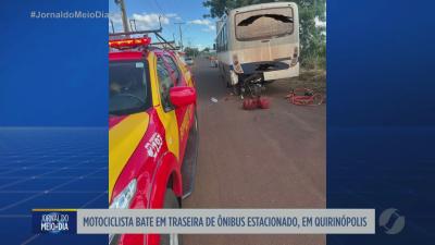 Motociclista bate em &ocirc;nibus estacionado em Quirin&oacute;polis