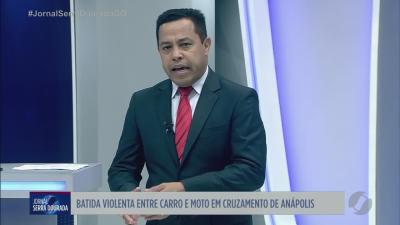 itemBatida violenta entre carro e moto em cruzamento de Anápolis