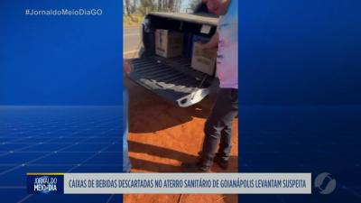 itemCaixas de bebidas descartadas no aterro sanitário de Goianápolis levantam suspeitas