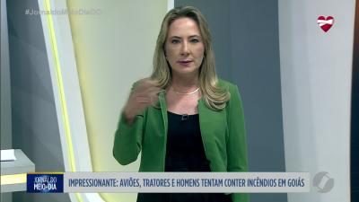 itemAviões, tratores e homens tentam conter incêndios em Goiás