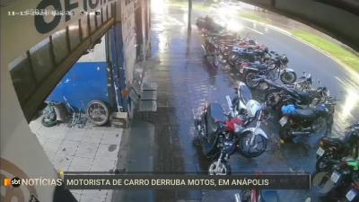 Motorista de carro derruba várias motos em Anápolis