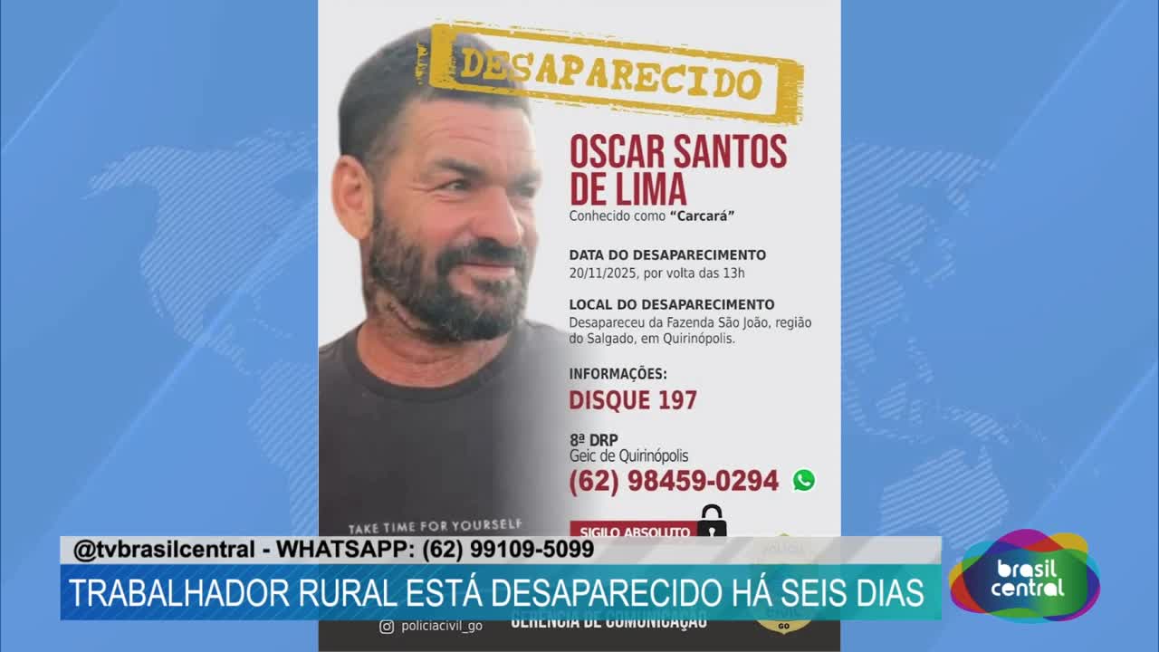 itemTrabalhador Rural está desaparecido há seis dias