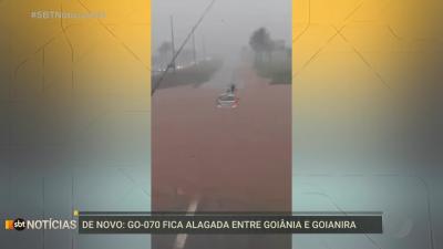 itemGO-070 fica de novo alagada entre Goiânia e Goianira