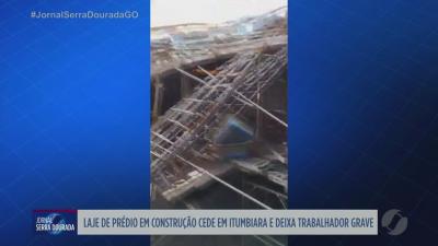 Laje de pr&eacute;dio cede e deixa trabalhador em estado grave