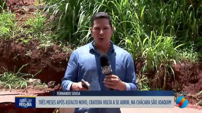 Cratera volta a se abrir em asfalto na Chácara São Joaquim em Goiânia