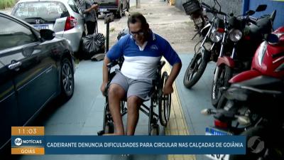 itemCadeirante denuncia dificuldades para circular nas calçadas de Goiânia