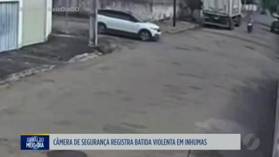 C&acirc;mera de seguran&ccedil;a registra batida de moto e carro em Inhumas
